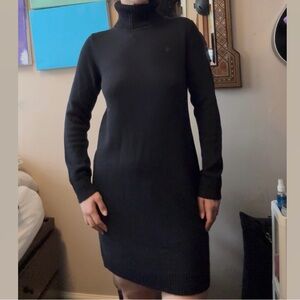 Polo Ralph Lauren Black Cotton/Wool Knit Turtleneck Sweater Dress